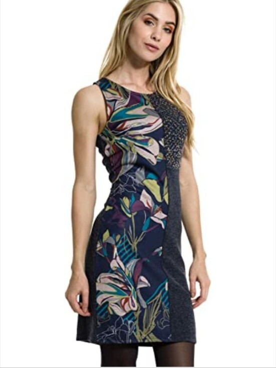 smash! Dresses & Skirts - smash! Women's Blue Multicolor Floral Knit Shift Dress Sleeveless Size M